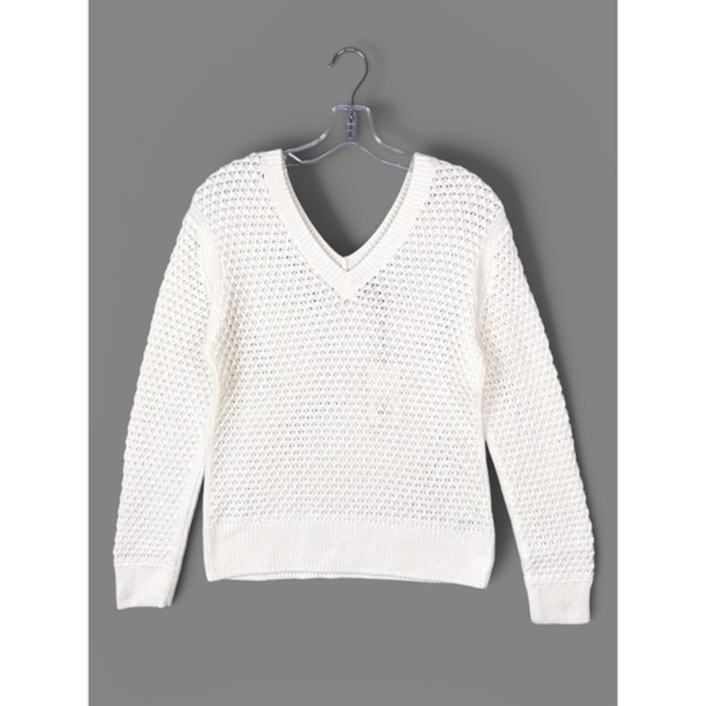 A NEW DAY Pointelle V Neck Sweater XS White